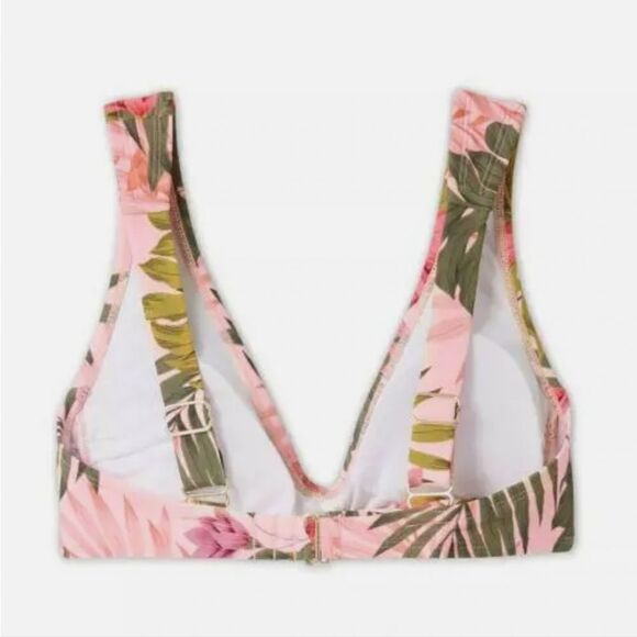 NEW Pink Floral Small 4 / 6 Removeable Pads Bikini Swim Suit Top KONA SOL - Picture 4 of 4